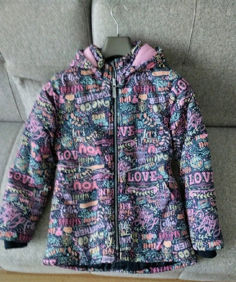 Kız Çocuk Çok Renkli Baskılı Triko Mont - Görsel 4