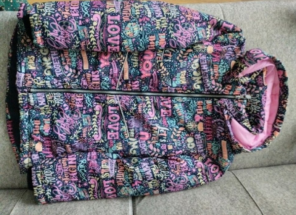 Kız Çocuk Çok Renkli Baskılı Triko Mont - Görsel 2