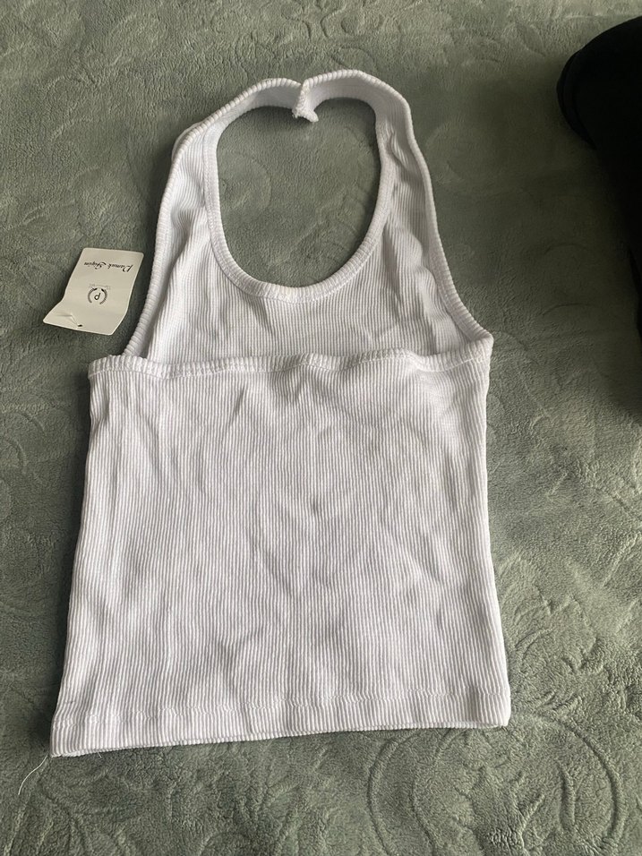 Beyaz Kolsuz Yüksek Yakalı Kadın Atlet - Görsel 2