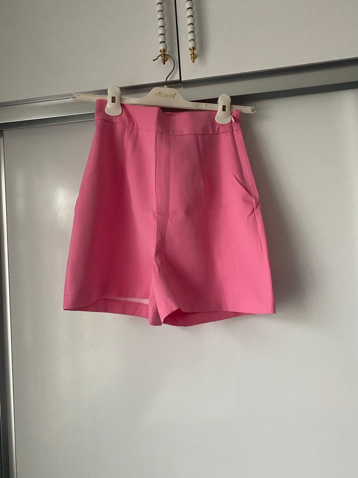 Pembe Kolsuz Mini Kadın şortlu takım - Görsel 4