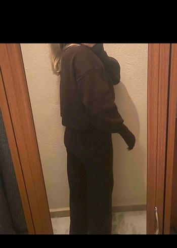 Kahverengi Yüksek Yakalı Kadın Eşofman Takımı - Görsel 2