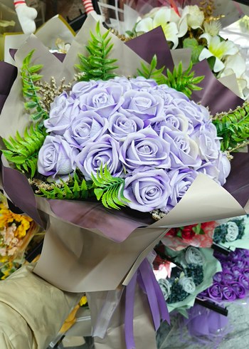 Mor Dantel Detaylı Bohem Gelin Buketi - Görsel 2