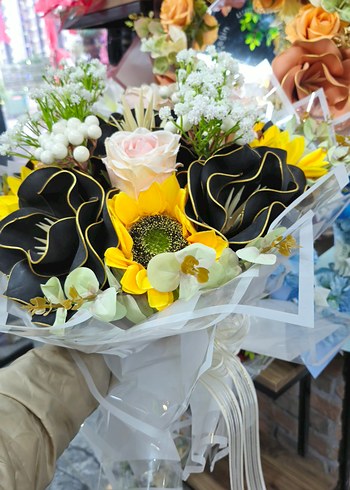 Sarı Renkli Bohem Fırfırlı Gelin Buketi - Görsel 2