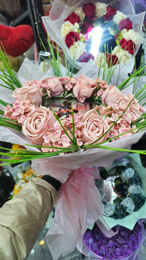 Dantel Detaylı Pembe Bohem Gelin Çiçeği - Görsel 3