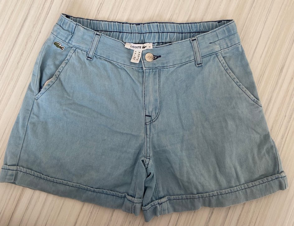 Düğmeli Gri Mavi Midi Kot Şort - Görsel 2