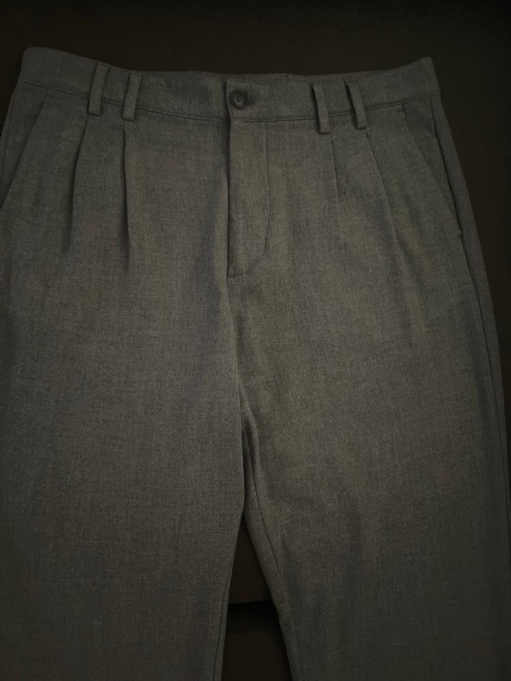 Gri Regular Fit Kemerli Erkek Pantolon - Görsel 4