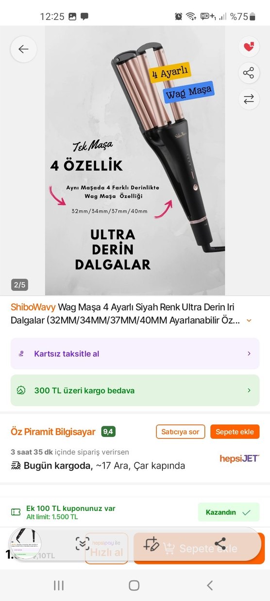 ShiboWavy Wag 4 Ayarlı Siyah Saç Dalgalandırıcı - Görsel 2