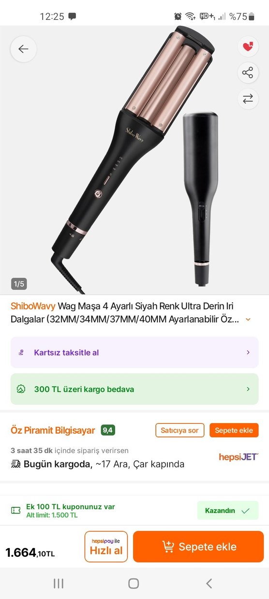 ShiboWavy Wag 4 Ayarlı Siyah Saç Dalgalandırıcı - Görsel 3