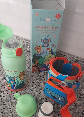 Renkli Jungle Friends Çelik Su Şişesi 550 ml - Görsel 2