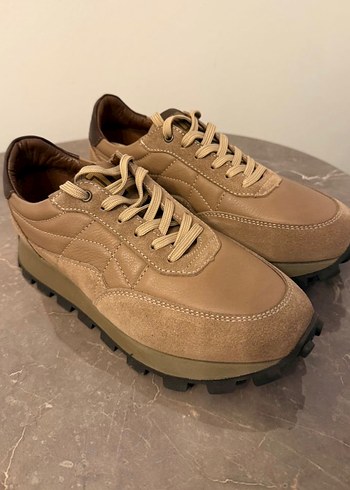 Bej Süet Kadın Spor Ayakkabı Platform Topuk - Görsel 2