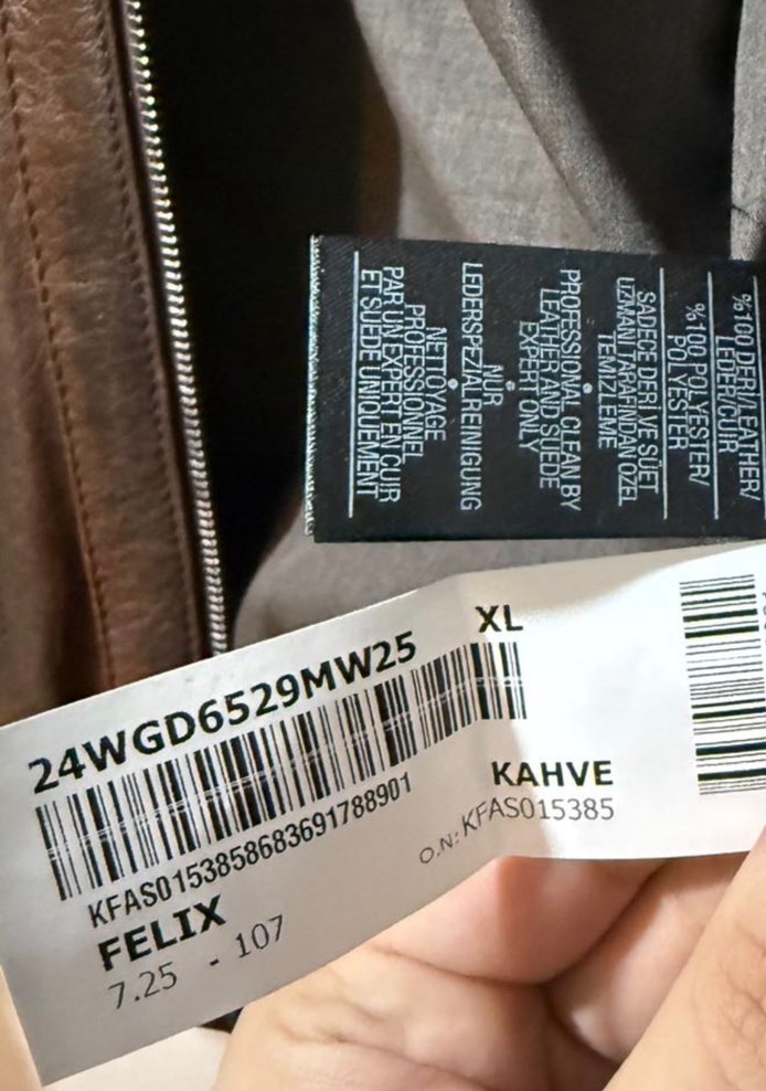 Kahverengi Deri Biker Ceket - Görsel 3