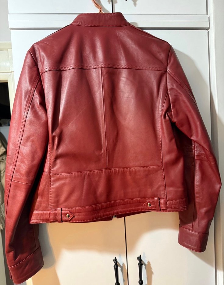 Kırmızı Deri Biker Ceket - Görsel 2