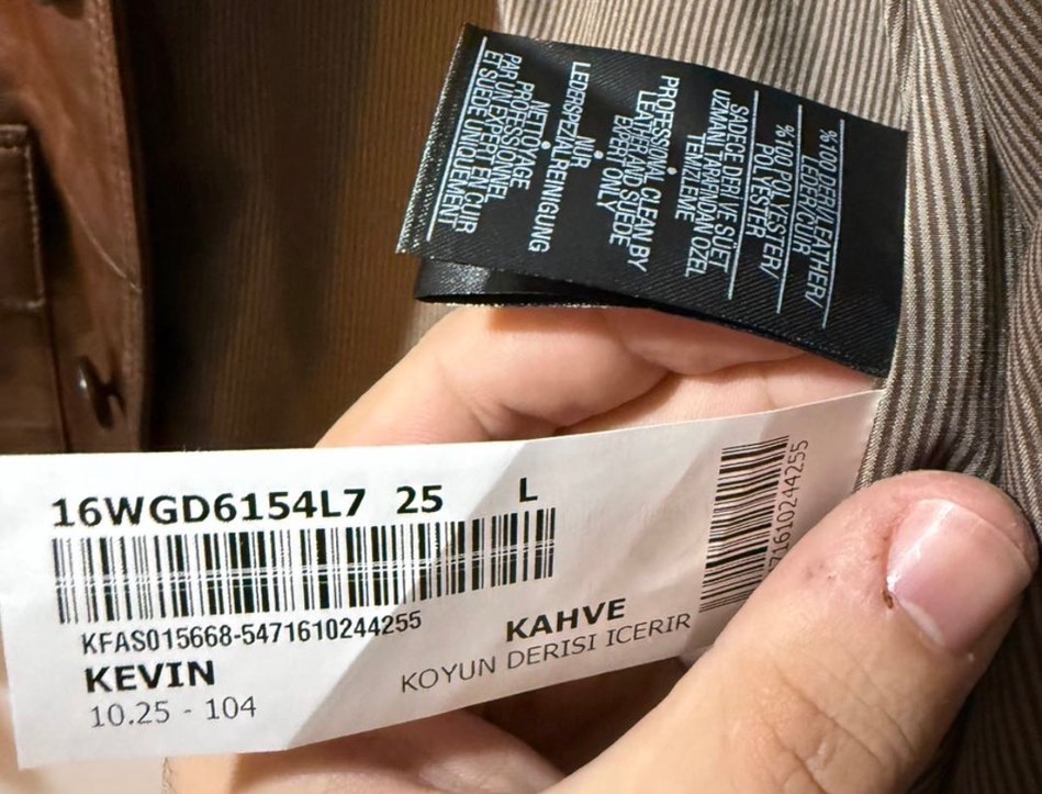 Kahverengi Deri Kadın Ceket - Düğmeli, Normal Boy - Görsel 5