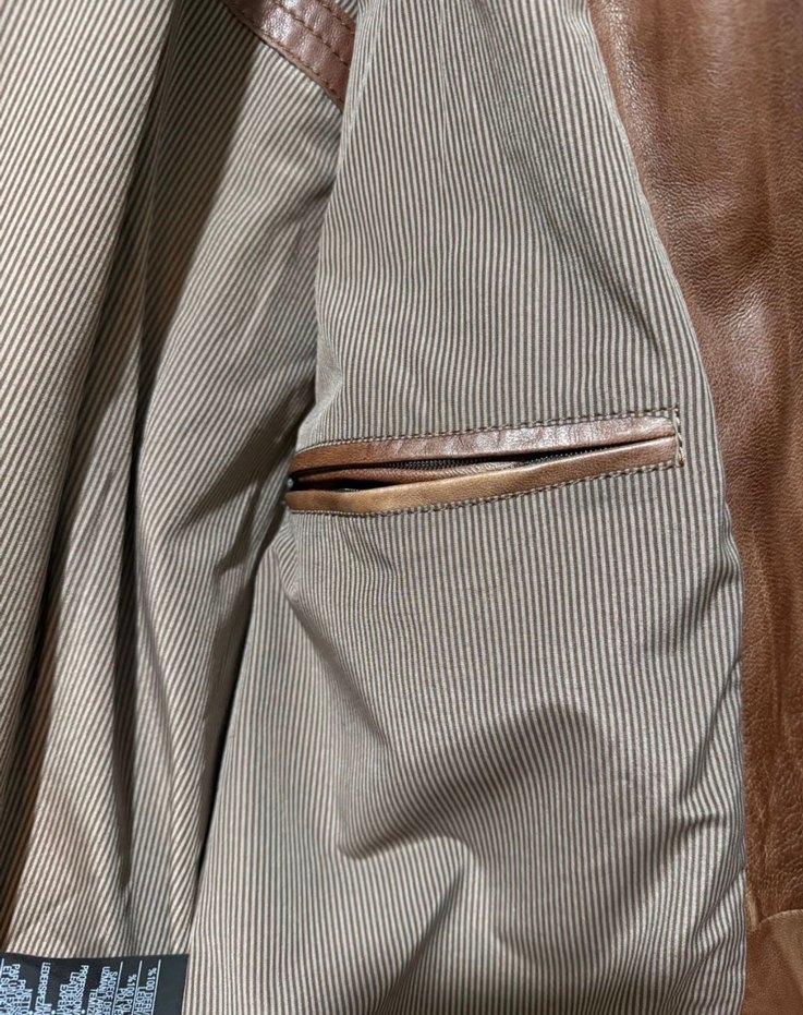 Kahverengi Deri Kadın Ceket - Düğmeli, Normal Boy - Görsel 2