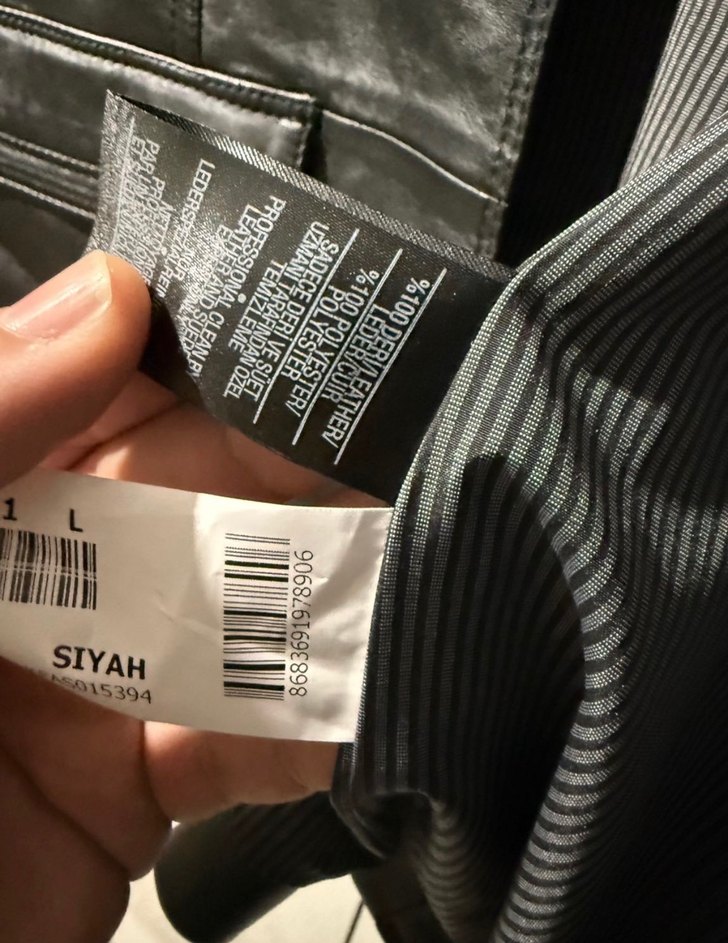 Deri Kadın Ceket Siyah Düğmeli Midi Boy - Görsel 5