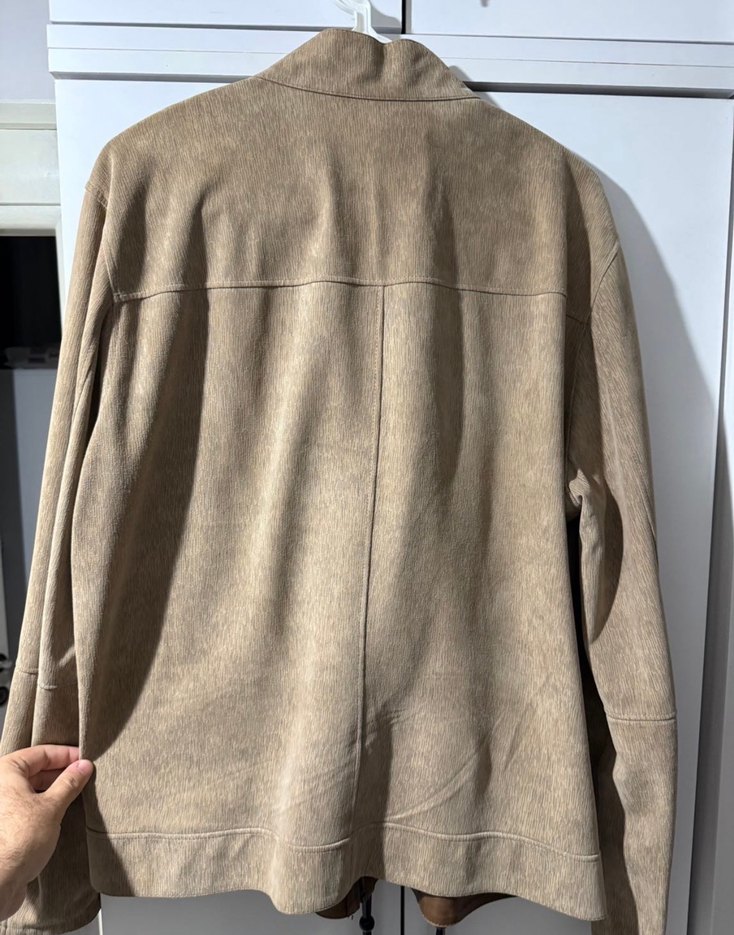 Bej Süet Erkek Fermuarlı Ceket çift taraflı - Görsel 2