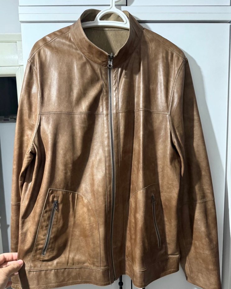 Bej Süet Erkek Fermuarlı Ceket çift taraflı - Görsel 3