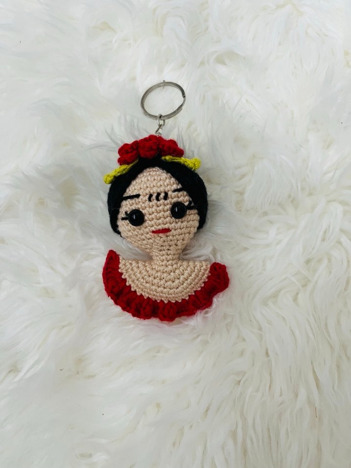 Renkli Püsküllü Bohem Kadın Anahtarlık - Görsel 3