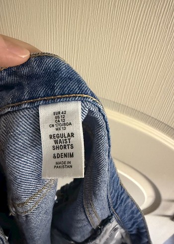 Kadın Mavi Kemerli Mini Denim Şort - Görsel 3
