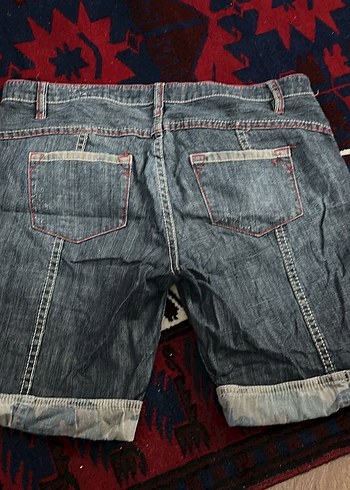 Gri Bağlama Desenli Kadın Kot Şort - Görsel 2