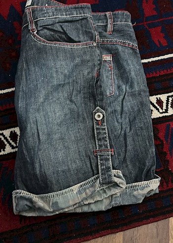 Gri Bağlama Desenli Kadın Kot Şort - Görsel 3