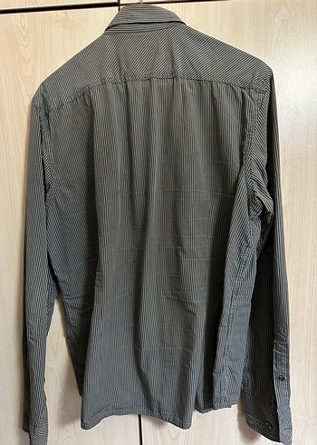 Düğmeli Gri Denim Erkek Gömlek - Görsel 2