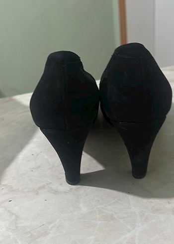 Siyah Süet Platform Topuklu Kadın Stiletto - Görsel 5