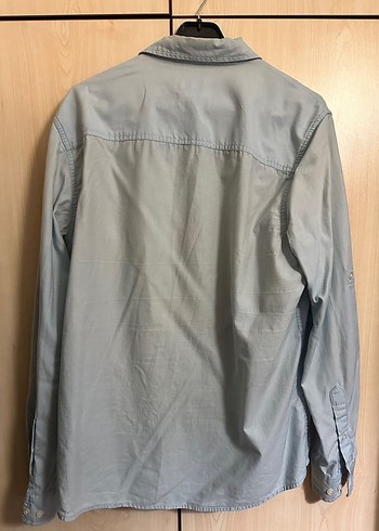 Gri Denim Erkek Gömlek Uzun Kollu - Görsel 2