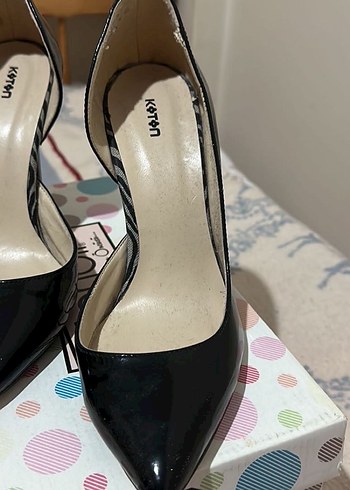 Siyah Parlak Yılan Desenli Stiletto - Görsel 2