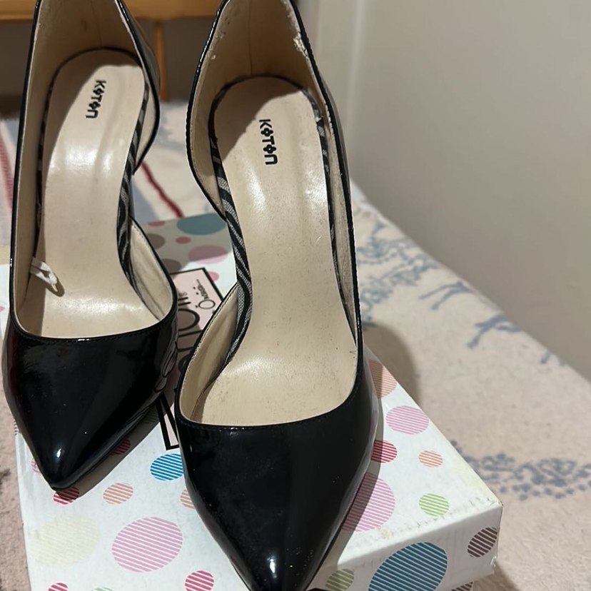 Siyah Parlak Yılan Desenli Stiletto - Görsel 2