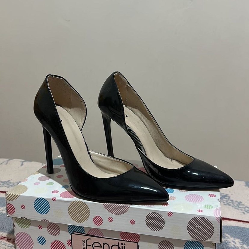 Siyah Parlak Yılan Desenli Stiletto - Görsel 3