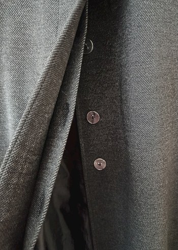 Gri Tesettür Kaşe Kaban - Görsel 4