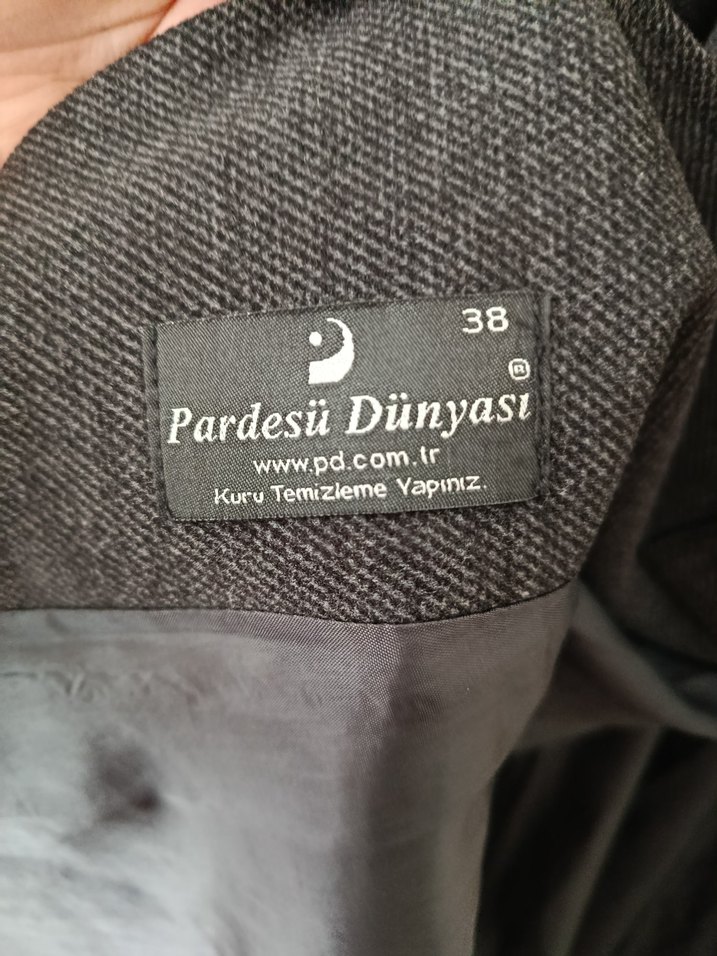 Gri Tesettür Kaşe Kaban - Görsel 5