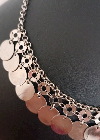 Gri Çok Renkli Zincir Detaylı Bohem Kolye - Görsel 3