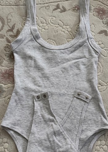 2 renk Siyah ve gri Straplez Bodysuit - Görsel 3