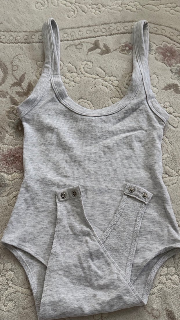 2 renk Siyah ve gri Straplez Bodysuit - Görsel 3