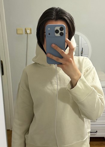 Kadın Beyaz Kapüşonlu Sweatshirt - Görsel 2