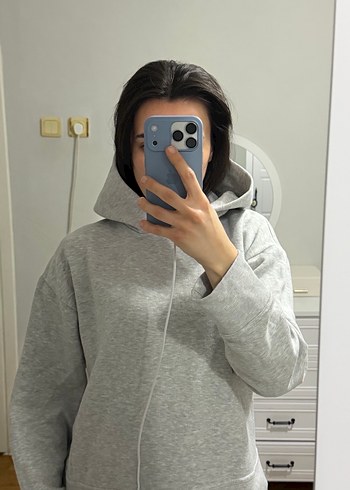 Gri Kapüşonlu Rahat Kesim Sweatshirt - Görsel 2