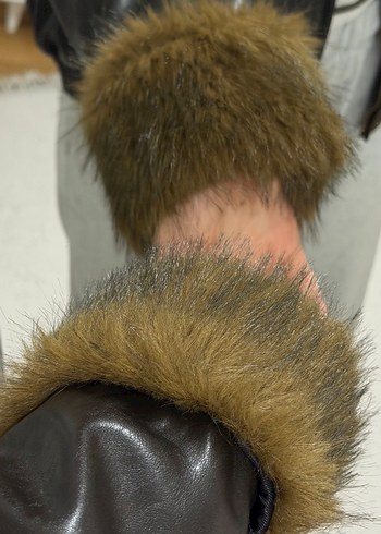 Kahverengi Deri Kürklü Kadın Kışlık Ceket - Görsel 5