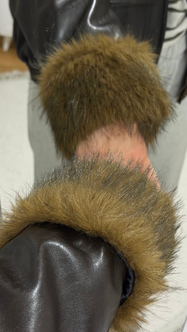 Kahverengi Deri Kürklü Kadın Kışlık Ceket - Görsel 5