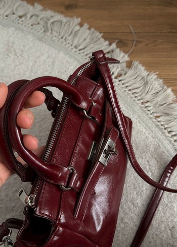 Stradivarius Klasik Bordo Deri Kadın Çanta - Görsel 2