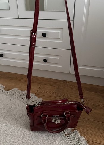 Stradivarius Klasik Bordo Deri Kadın Çanta - Görsel 3