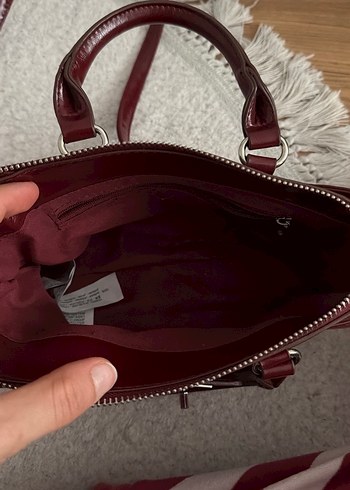 Stradivarius Klasik Bordo Deri Kadın Çanta - Görsel 4