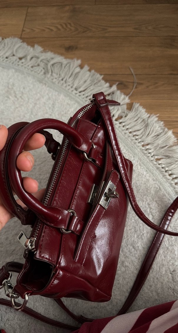 Stradivarius Klasik Bordo Deri Kadın Çanta - Görsel 2