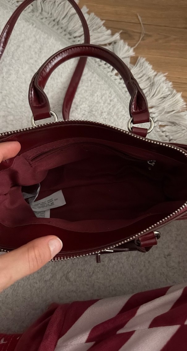 Stradivarius Klasik Bordo Deri Kadın Çanta - Görsel 4