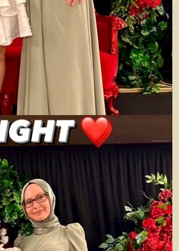 Hafif Haki Renkli Uzun Drapeli Kadın Abiye - Görsel 2