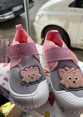 Kız Çocuk Pembe Gri Cırt Cırtlı ev Ayakkabı gezer - Görsel 3