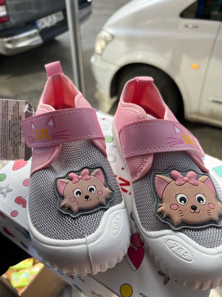 Kız Çocuk Pembe Gri Cırt Cırtlı ev Ayakkabı gezer - Görsel 3