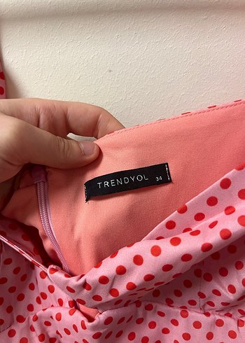 Puantiyeli Pembe Mini Elbise - Görsel 2