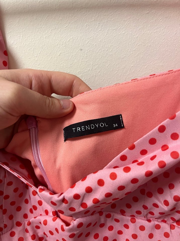 Puantiyeli Pembe Mini Elbise - Görsel 2
